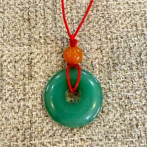 Handmade Green and Orange Jade  Pendant Necklace